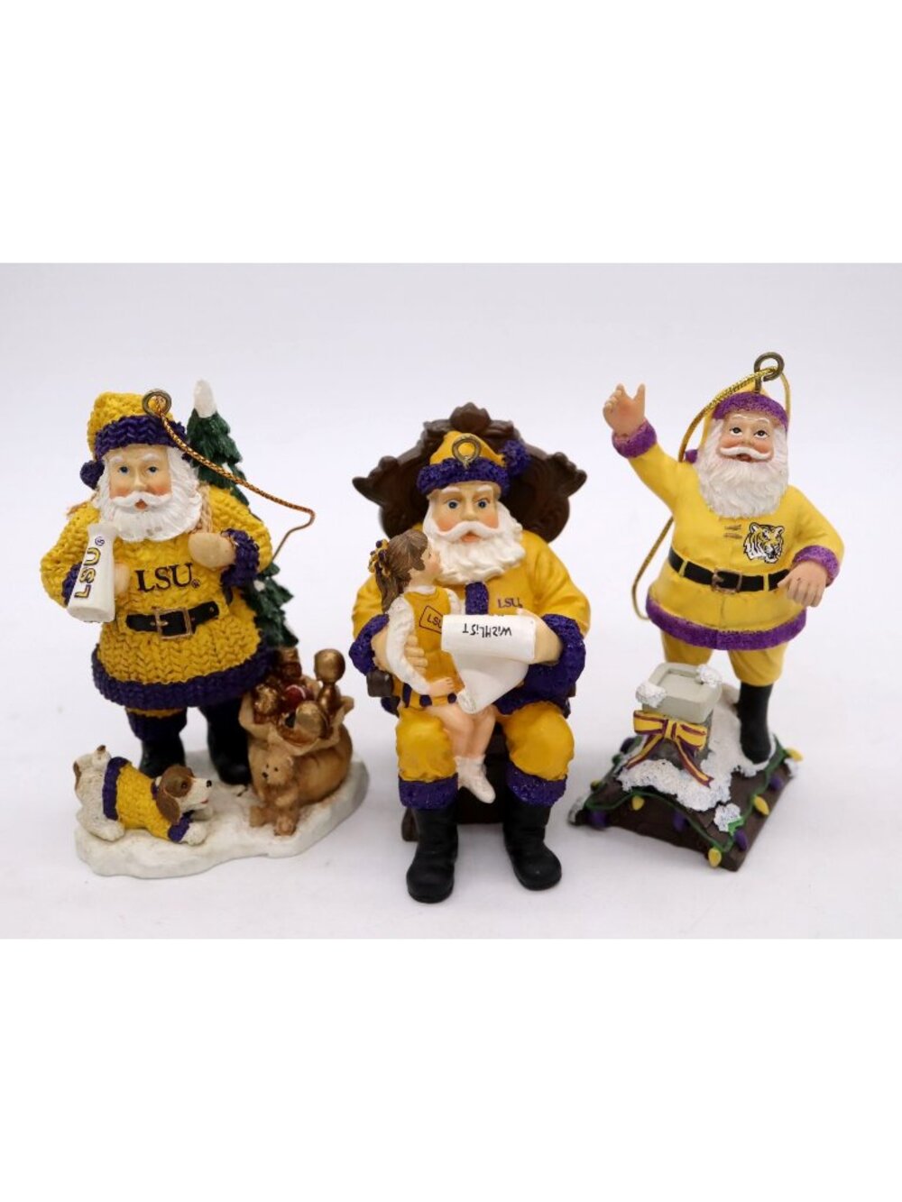 Lot of 3 LSU Santa Ornaments 2001 2003 2006 The Memory Company